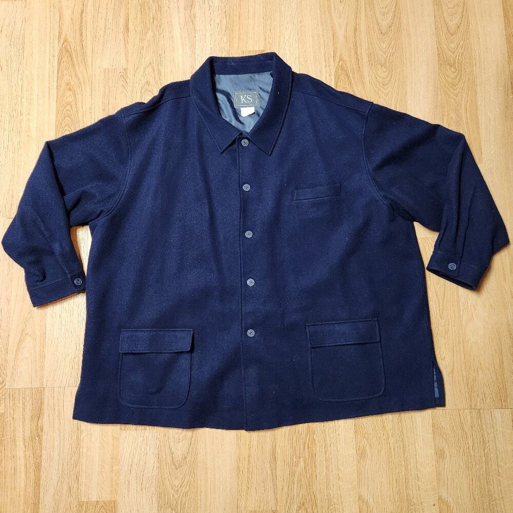King Size KS pea coat jacket men sz 6XL BIG navy wool vintage